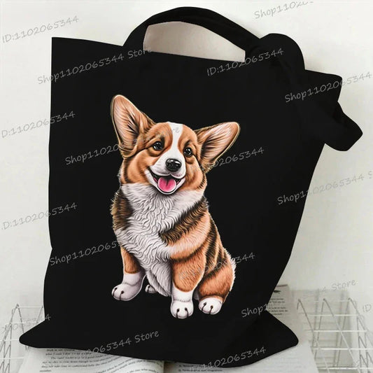 Women’s Handbags – Funny Dog Series Canvas Tote Bag (Shiba Inu, Corgi, Poodle, Beagle)