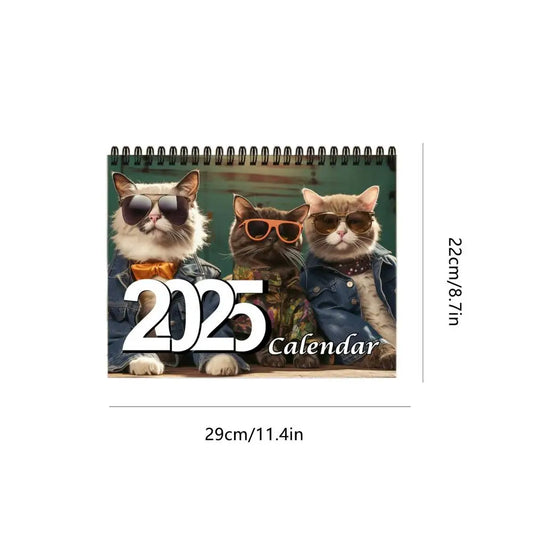 Funny Cat Wall Calendar – Monthly Colorful Calendar with Dangling Cats & Notes Section