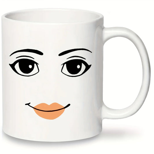 11oz Ceramic Mug – Stylish Face Design for Coffee, Tea & More