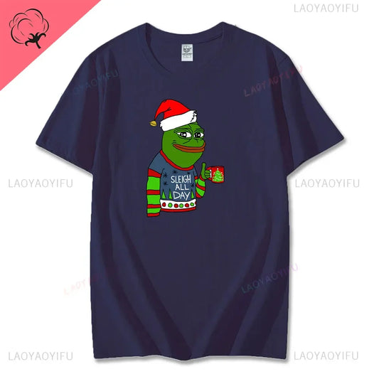 Pepe the Frog Christmas T-Shirt – Funny Cartoon Graphic Unisex Cotton Tee