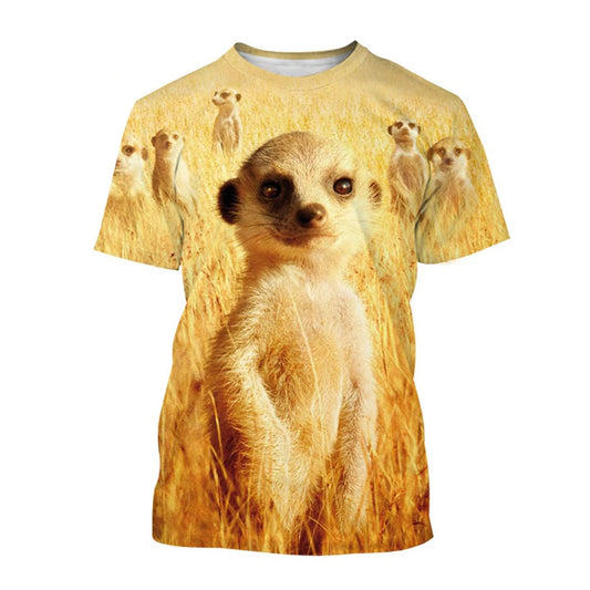 Funny Animal Meerkat 3D Print T-Shirts – Casual Oversized Streetwear for All Ages