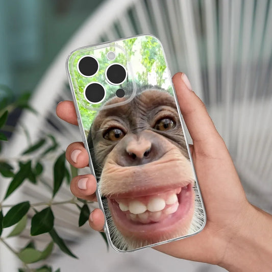 Monkey Memes Funny Phone Case – Soft Transparent Cover for iPhone Models