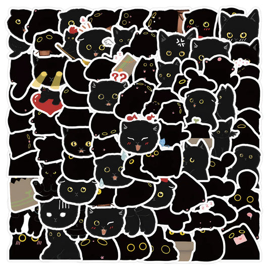 Kawaii Black Cats Meme Sticker Pack – Cute Aesthetic Stationery for School, Office & Art Projects