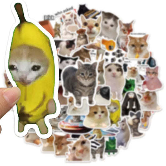 50/100PCS Cat Meme Sticker Pack – Funny DIY Graffiti Stickers for Laptops, Water Bottles, and More