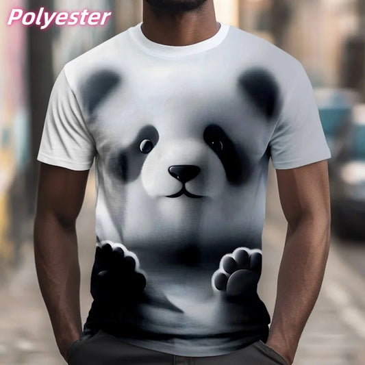 Beer Cat Panda Graphic T-Shirt – Funny 3D Animal Print for Men