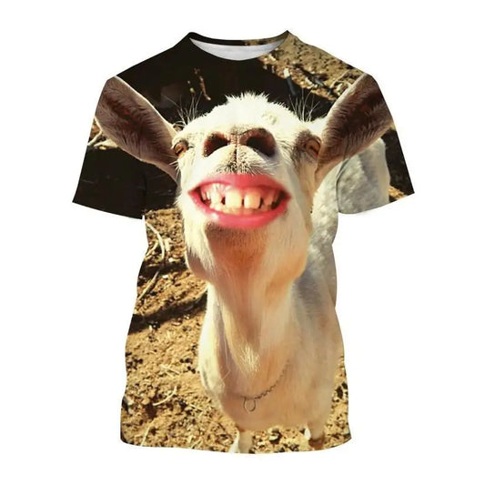Funny Animal Goat 3D Print T-Shirt – Oversized Harajuku Streetwear for Men & Unisex