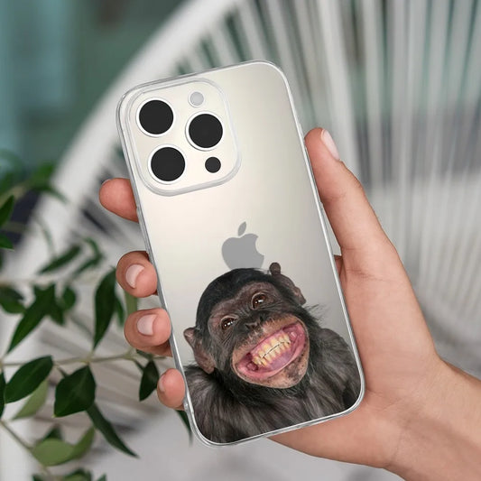 Monkey Memes Funny Phone Case – Soft Transparent Cover for iPhone Models