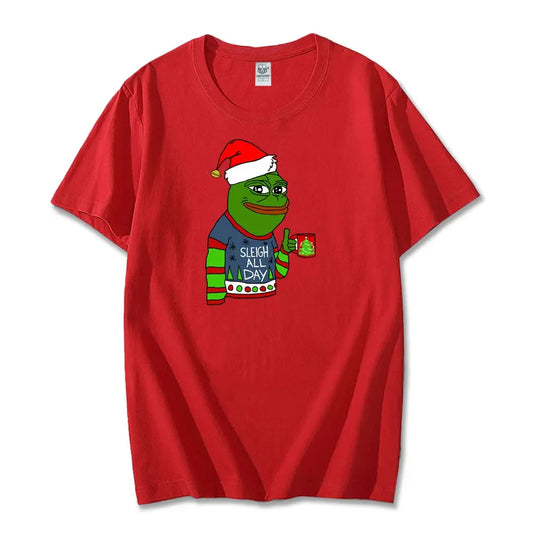 Pepe the Frog Christmas T-Shirt – Funny Cartoon Graphic Unisex Cotton Tee