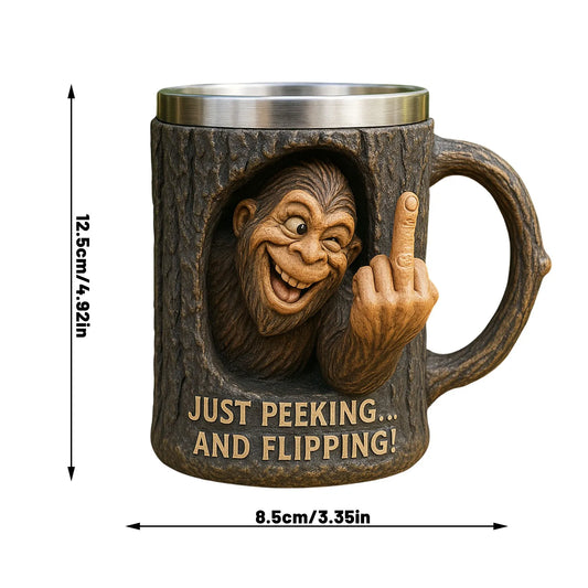 Funny Bigfoot Mug – 3D Resin Coffee Mug with Stainless Steel Liner