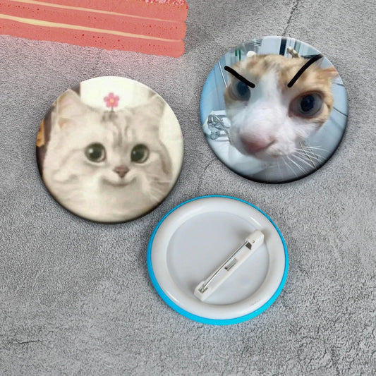 Cat Meme Funny Soft Button Pin – Cute Cartoon Brooch Badge for Bags & Accessories
