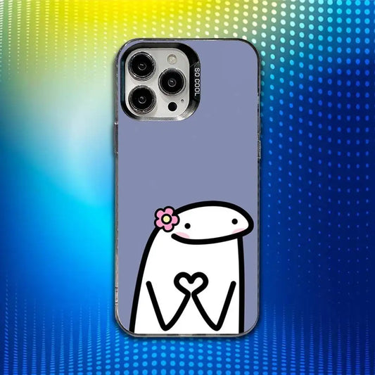 Flork Cute Funny Memes Phone Case – White Matte Shockproof Cover for iPhone 11–16 Series