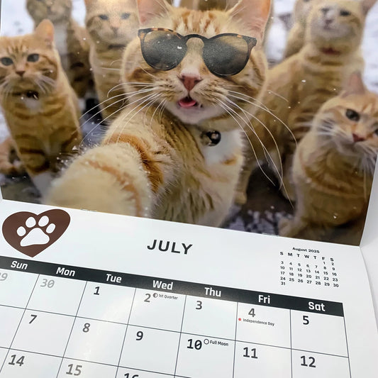 2025 Cat Butt Calendar – Funny Cat Tail Wall Calendar for Home & Office