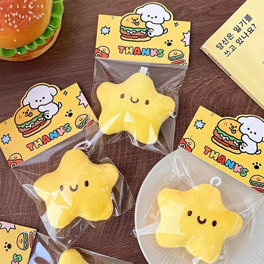 Cute Stars Plush Toy Keychain – Fluffy Mini Backpack Pendant for Girls