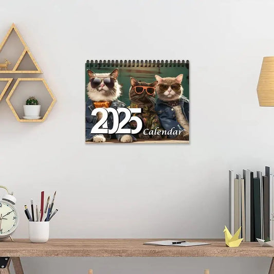 Funny Cat Wall Calendar – Monthly Colorful Calendar with Dangling Cats & Notes Section