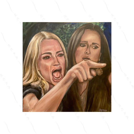 "Woman Yelling at the Cat" Meme Poster – Abstract Wall Art Print (2-Piece Set)