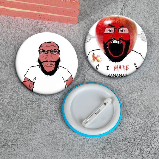 50mm Wojak & Soyjak Meme Enamel Pin – Funny Cartoon Brooch for Bags, Jackets & Collectors