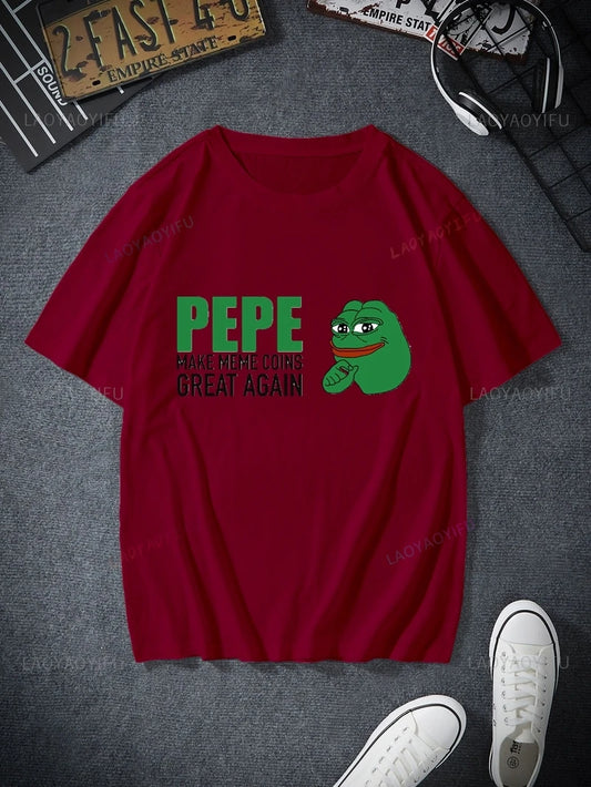Pepe the Frog – Fun "Sad Frog" Printed Unisex Cotton T-Shirt