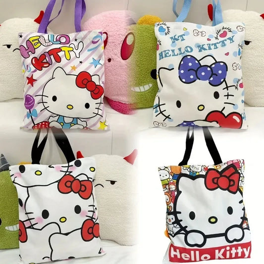 Kawaii Sanrio Hello Kitty Canvas Tote Bag – Cute & Durable Shoulder Bag for Everyday Use