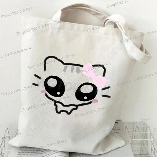Y2K Cartoon Meme Cat Shoulder Bag – Funny Animal Print Canvas Tote for Women & Teens