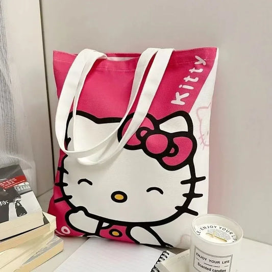 Kawaii Sanrio Hello Kitty Canvas Tote Bag – Cute & Durable Shoulder Bag for Everyday Use