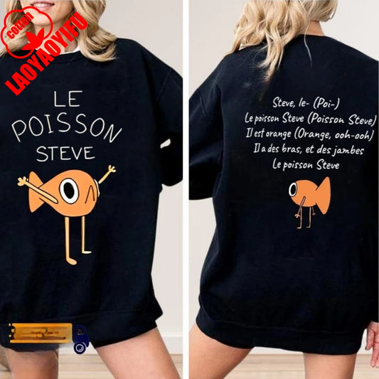 2025 Steve Le Poisson Meme T-Shirt – Funny Golden Fish Viral Graphic Tee Unisex Cotton Top