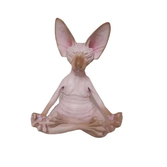 Meditation Yoga Happy Cat Figurine – Whimsical Buddha Sphinx Sculpture for Home & Garden Decor