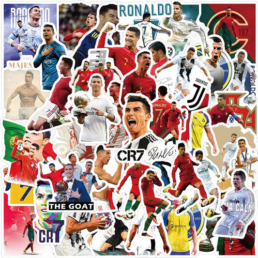 50PCS Cristiano Ronaldo Cartoon Stickers – Waterproof Anime-Style Stickers for Laptops, Bottles, Trunks & More