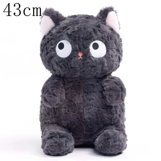 Funny Fat Black Cat Plush – Lifelike Stuffed Animal Toy with 3 Cute Poses