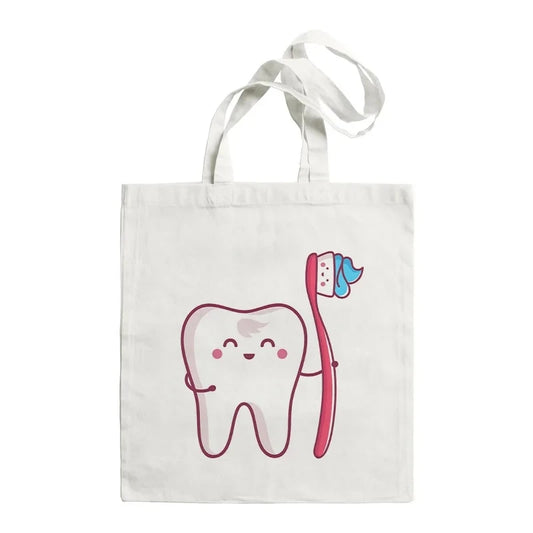 Funny Teeth & Dentist Tote Bag – Casual Canvas Shoulder Bag for Women