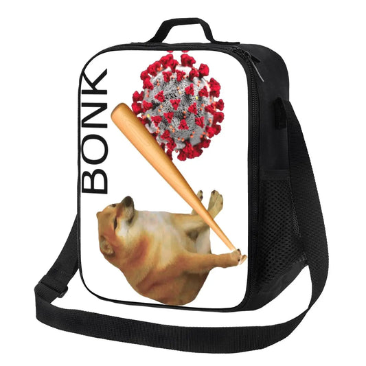 Cheems Virums Bonk Insulated Lunch Bag – Shiba Inu Dog Meme Thermal Cooler for School & Office
